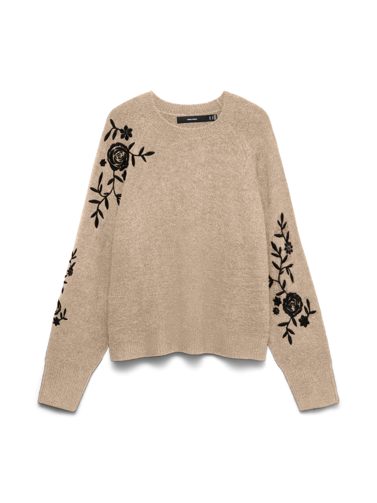 VERO MODA Fatima Rose Embroidered Jumper - Beige