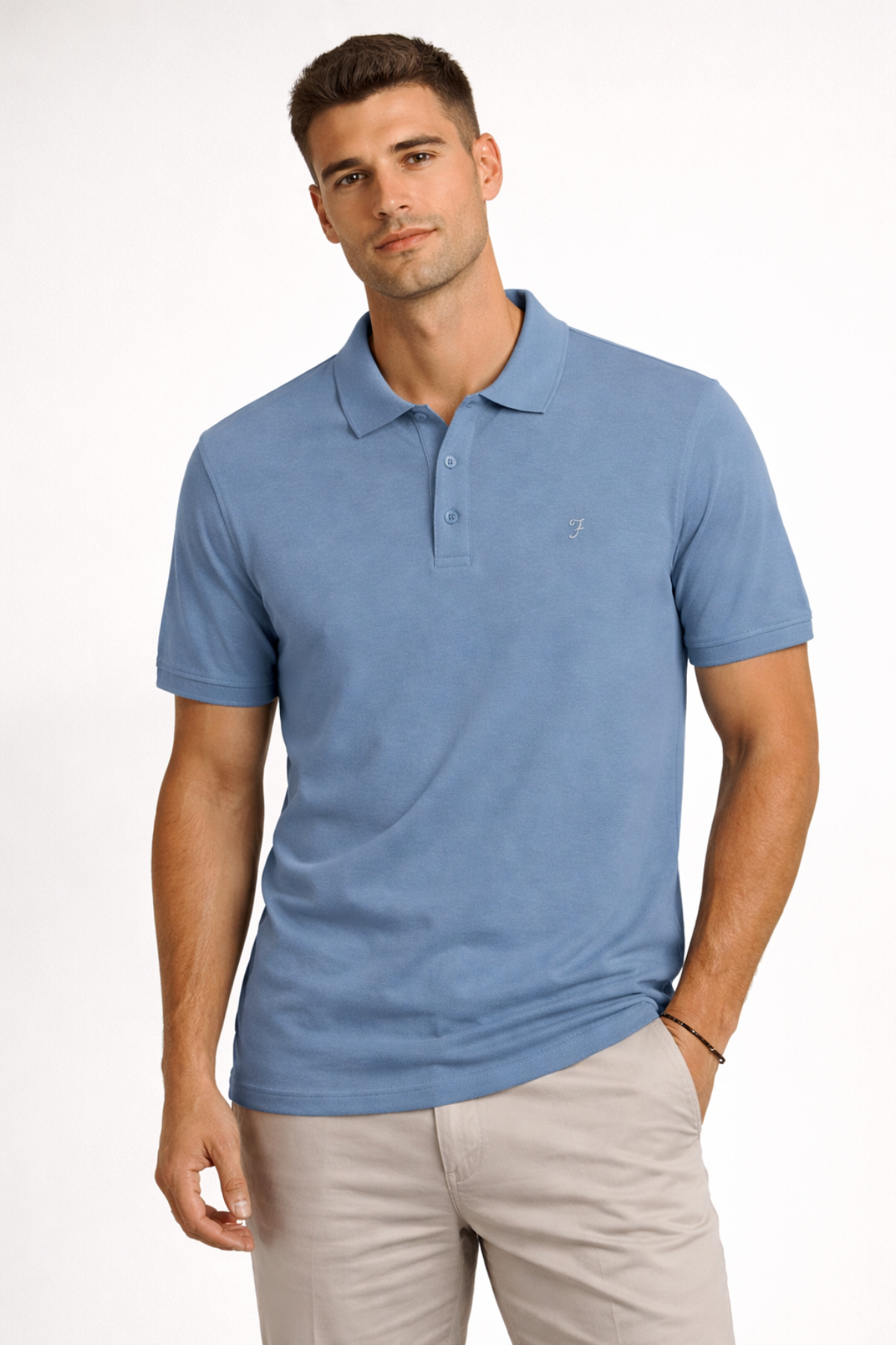 FARAH Hudson SS Men's Polo Shirt - Soft Blue