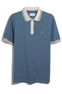 FARAH Kimmel Tipped Polo Shirt - Soft Blue