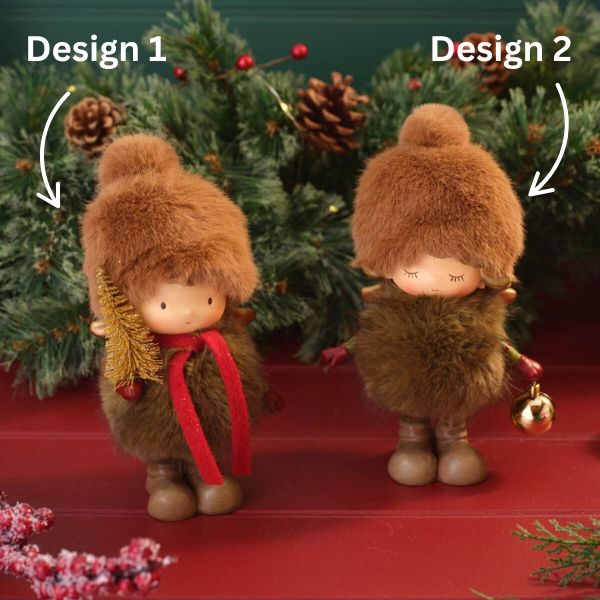 LANGS Woodland Noel Faux Fur Boy or a Girl Figurine 22cm - 1Pc