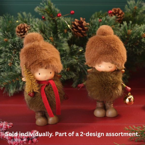 LANGS Woodland Noel Faux Fur Boy or a Girl Figurine 22cm - 1Pc