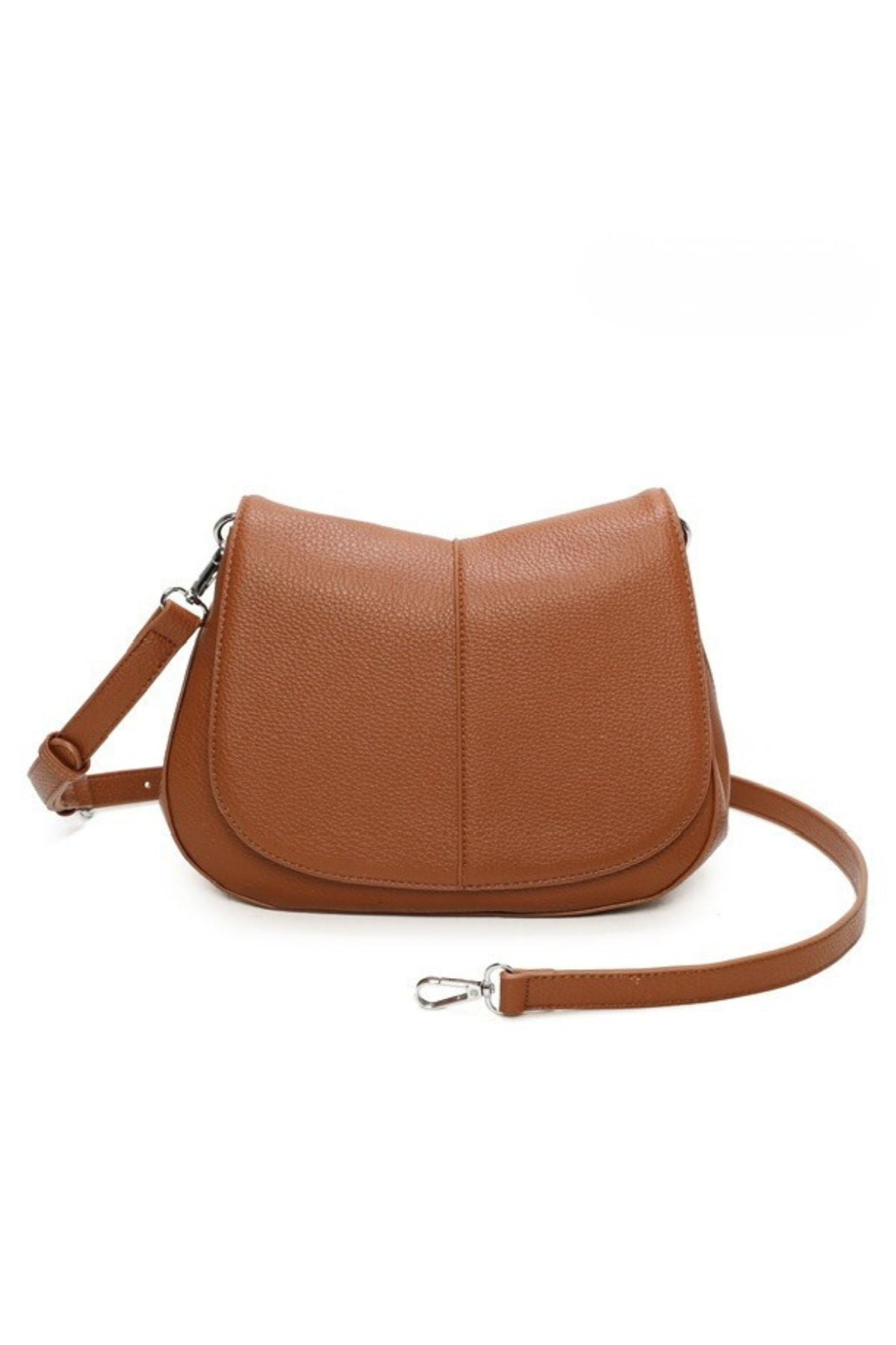 COPE CLOTHING Textured Flap Crossbody Bag - Camel