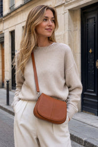 COPE CLOTHING Textured Flap Crossbody Bag - Camel