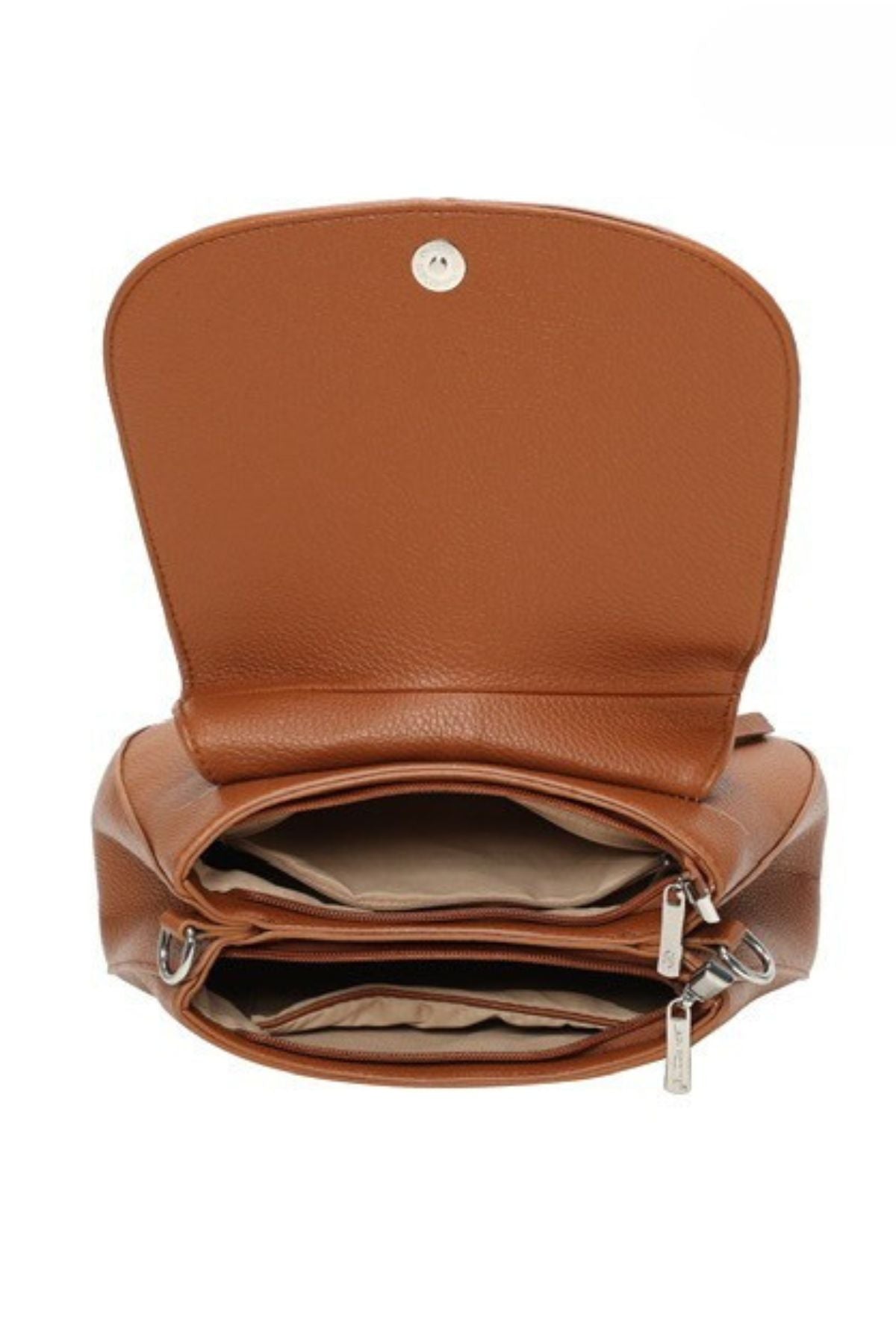 COPE CLOTHING Textured Flap Crossbody Bag - Camel