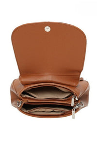 COPE CLOTHING Textured Flap Crossbody Bag - Camel