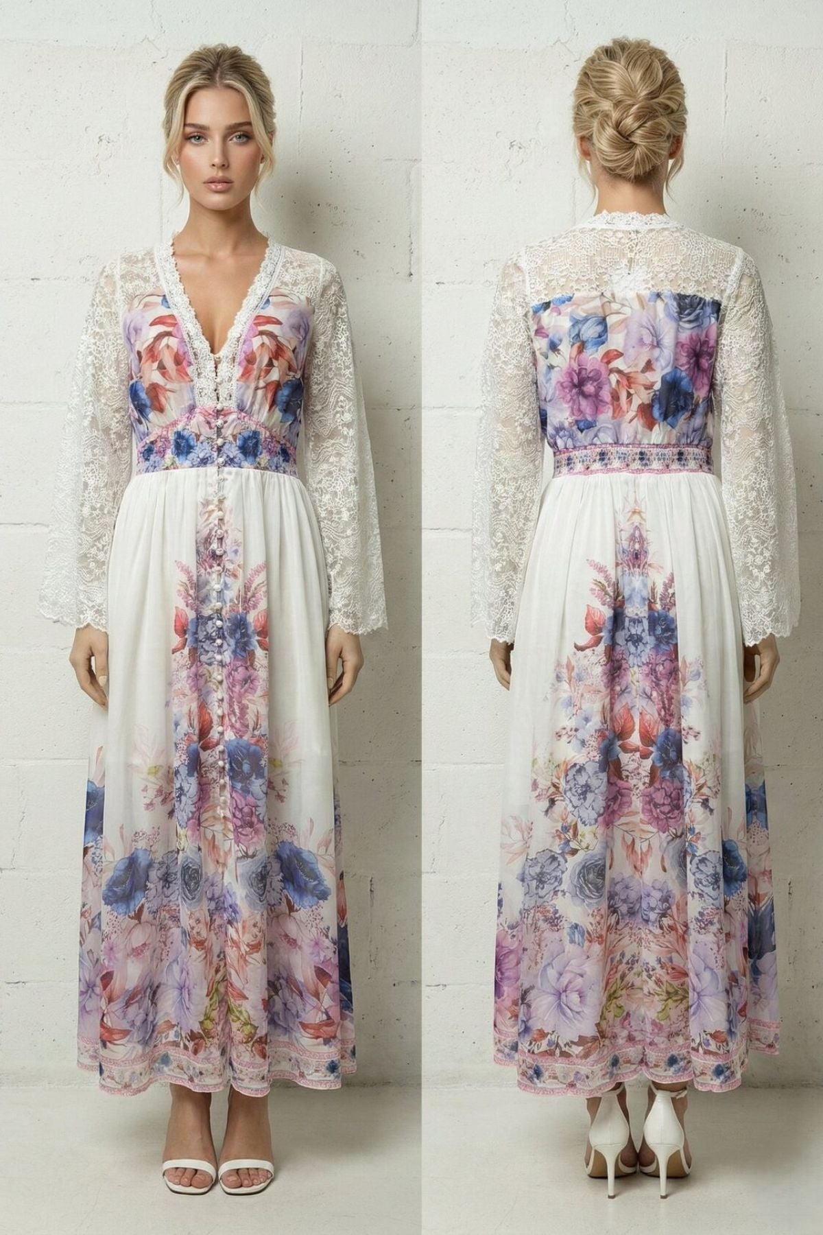 COPE CLOTHING Bohemian Floral Lace Sleeveless Wisteria Dress