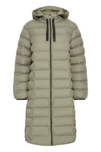 FRANSA Bafab Long Quilted Jacket - Dusty Olive