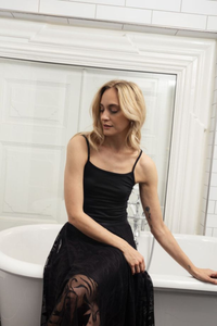 FRANSA Lacia Lace Midi Skirt - Black