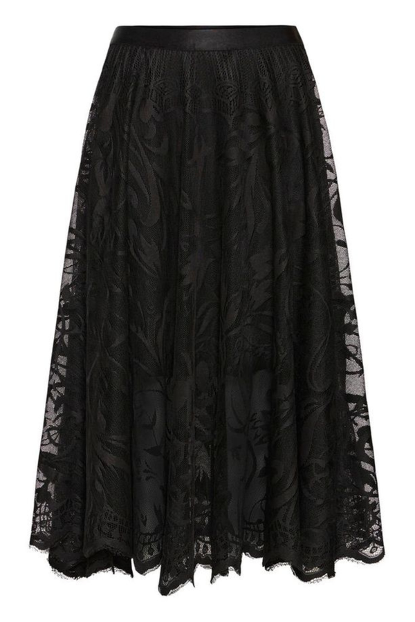 FRANSA Lacia Lace Midi Skirt - Black