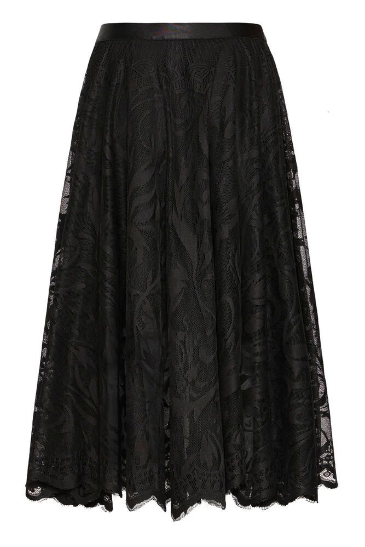 FRANSA Lacia Lace Midi Skirt - Black