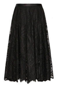 FRANSA Lacia Lace Midi Skirt - Black