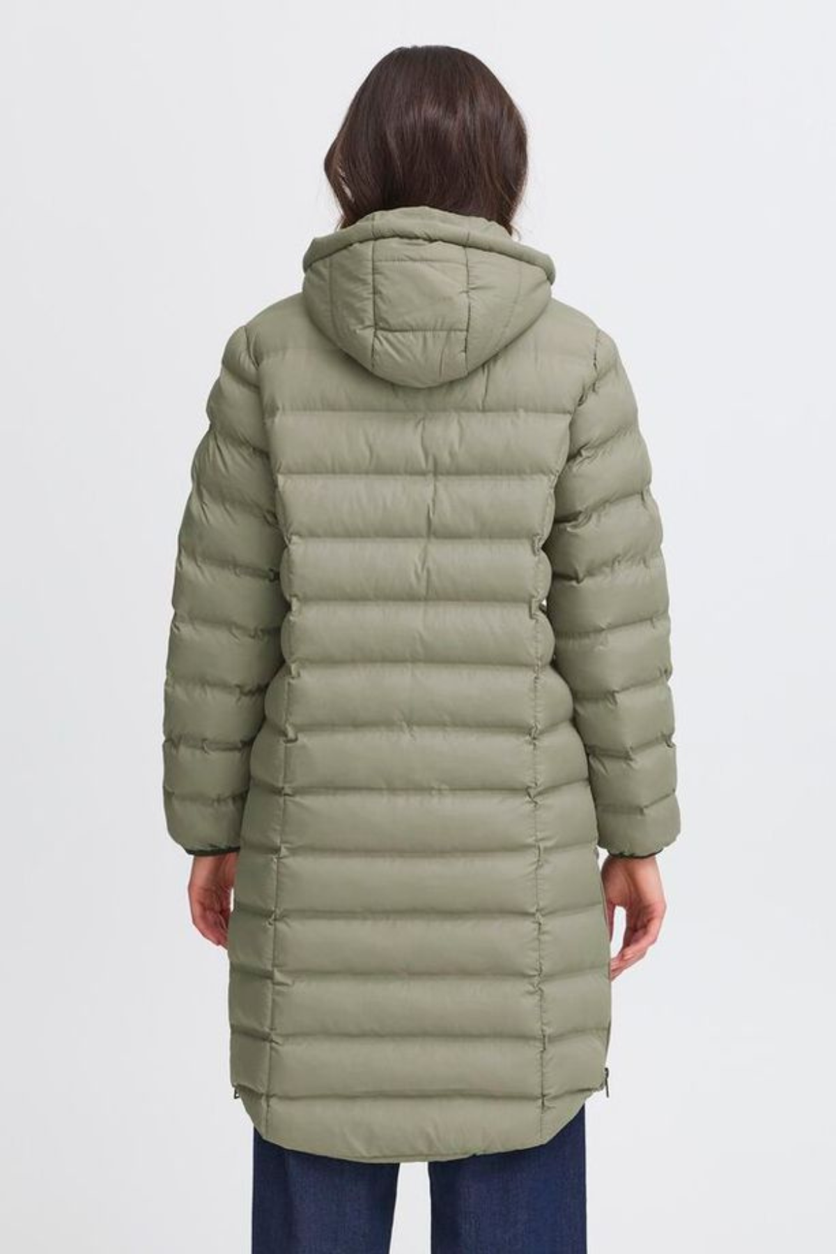 FRANSA Bafab Long Quilted Jacket - Dusty Olive
