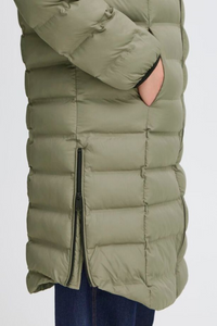 FRANSA Bafab Long Quilted Jacket - Dusty Olive
