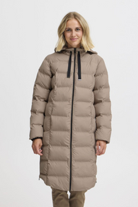 FRANSA Bafab Long Quilted Jacket - Taupe