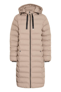 FRANSA Bafab Long Quilted Jacket - Taupe