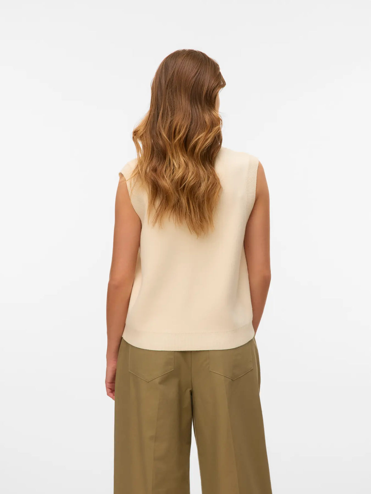 VERO MODA Saba Sleeveless Button Vest - Cream