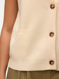 VERO MODA Saba Sleeveless Button Vest - Cream
