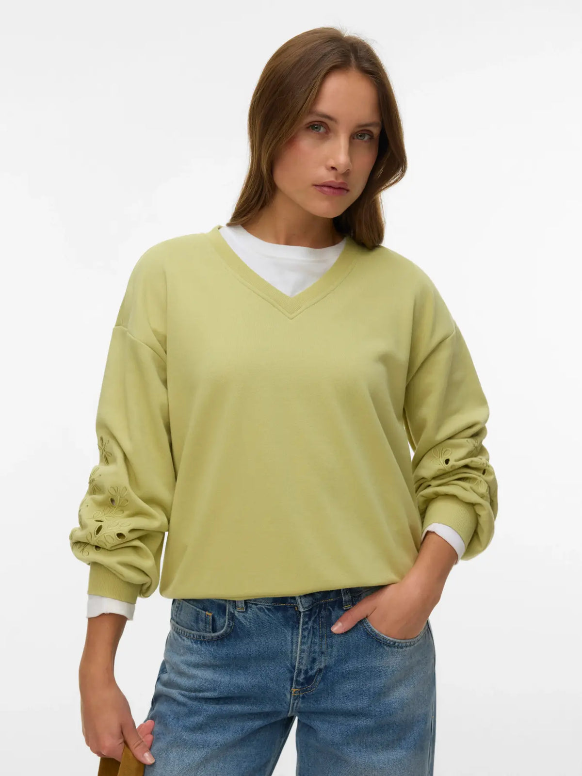 VERO MODA Ellis Long Sleeve Sweatshirt - Pear