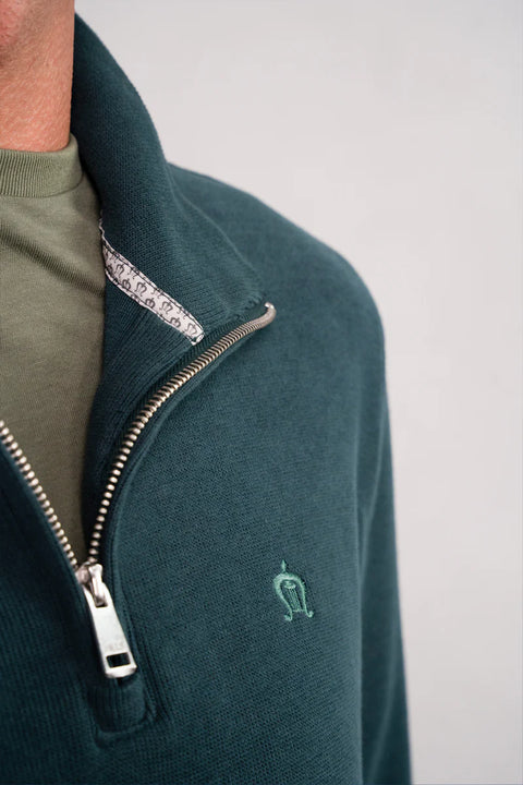 Hills Clothing : Half Zip Sweatshirt - Emerald Green