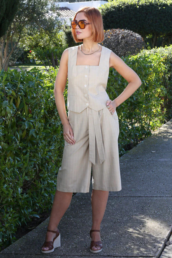 RANT & RAVE Genna Culotte Shorts - Sand
