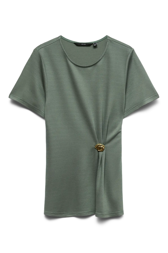 VERO MODA Vira Short Sleeve Twist Top - Laurel Wreath