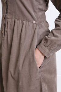 RANT & RAVE Hazel Corduroy Midi Shirt Dress – Taupe