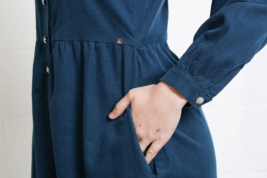 RANT & RAVE Hazel Corduroy Midi Shirt Dress – Teal