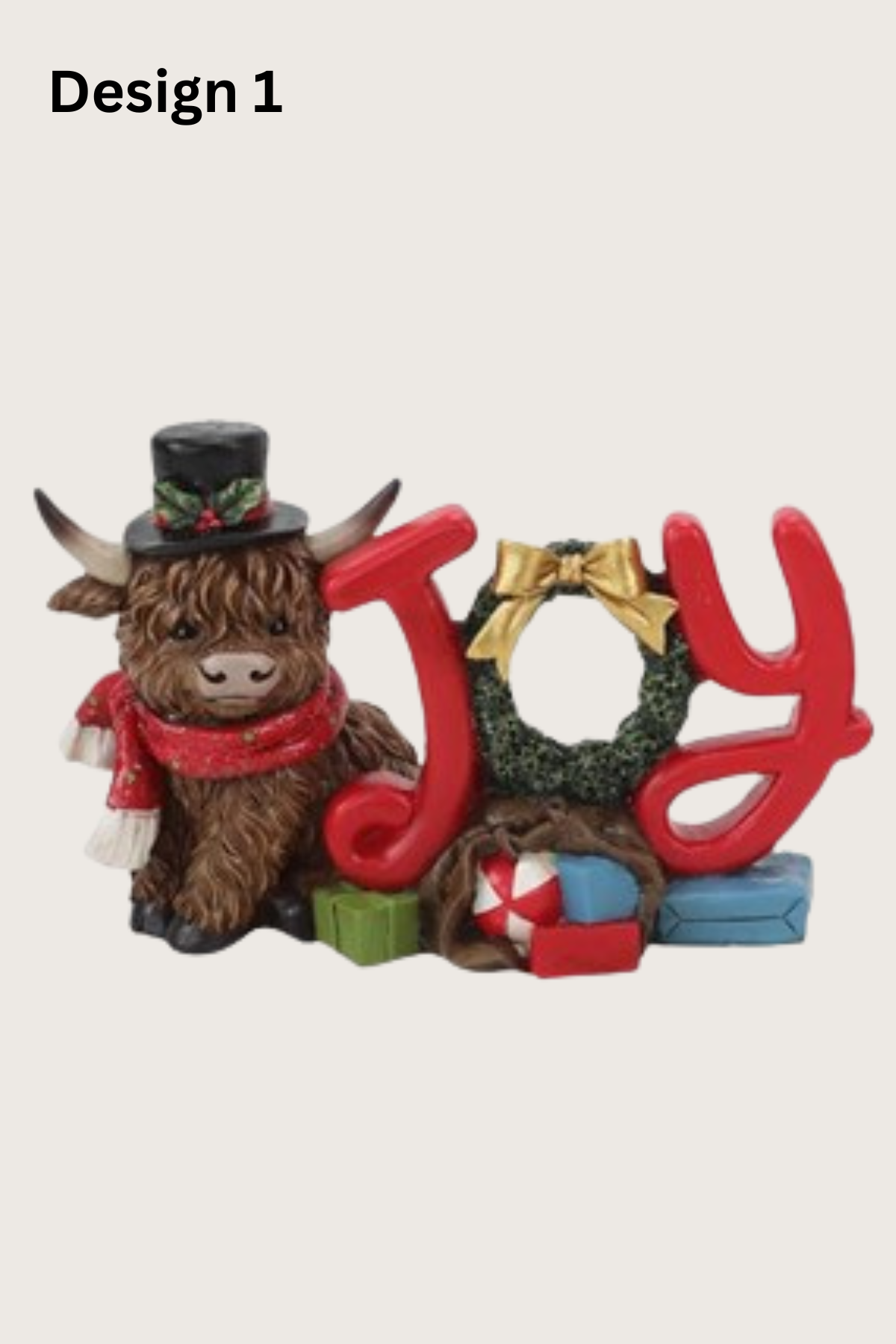 STRAITS Highland Cow Joy & Noel Christmas Figurine 18cm - 1 Pc