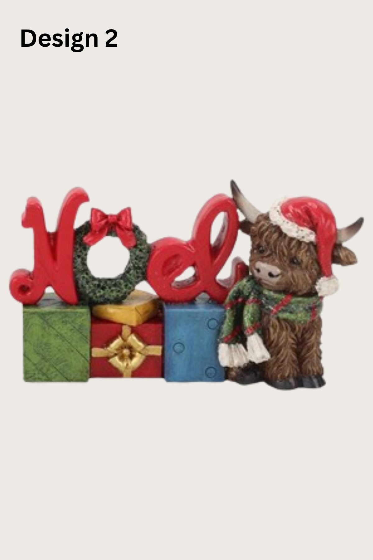 STRAITS Highland Cow Joy & Noel Christmas Figurine 18cm - 1 Pc