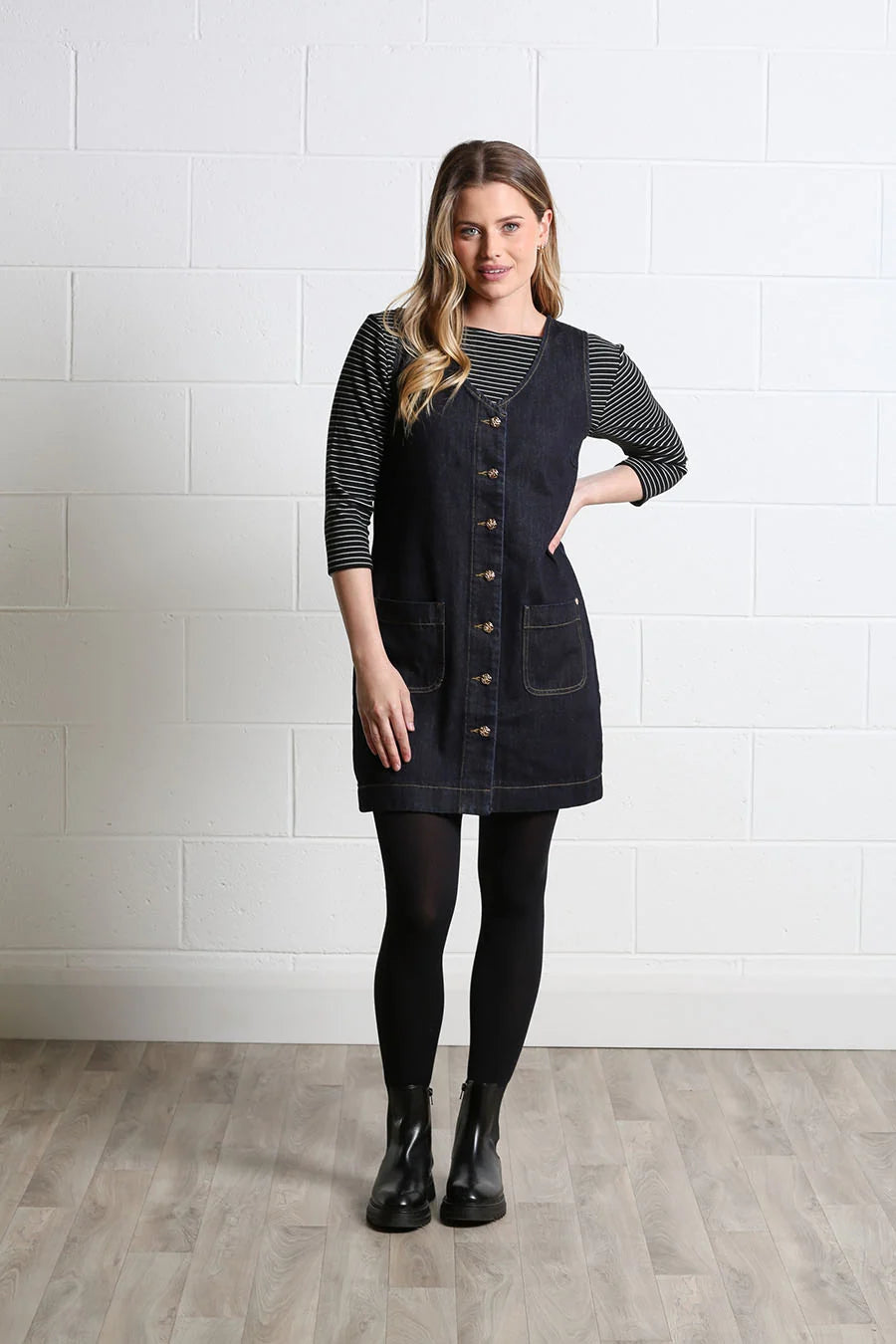 RANT & RAVE Helena Short Denim Dress - Dark Indigo