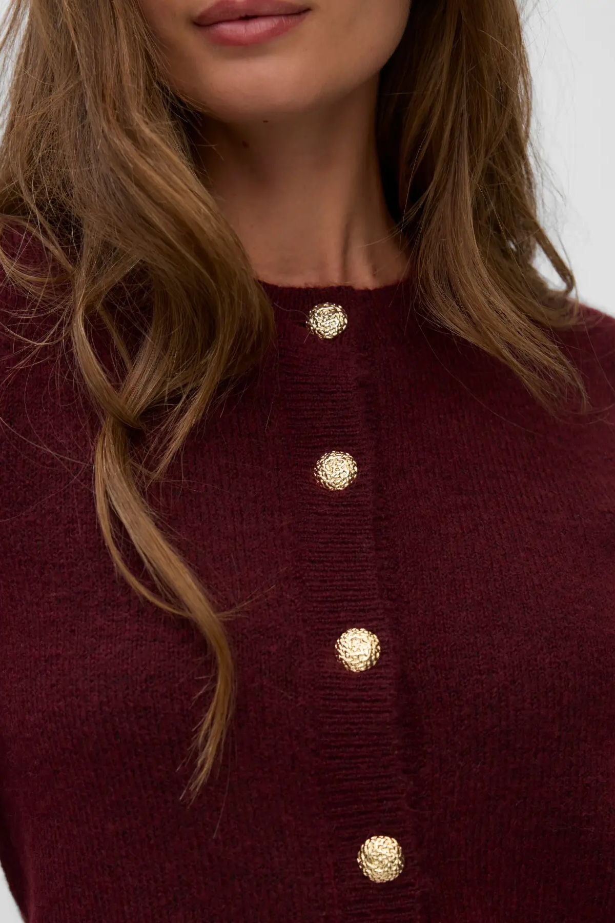 VERO MODA Hazel O-Neck Cardigan - Wine
