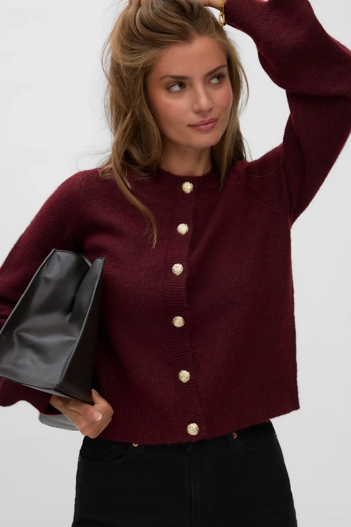 VERO MODA Hazel O-Neck Cardigan - Wine