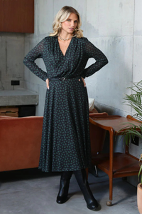 RANT & RAVE Henrietta Long Sleeve Midi Dress - Green