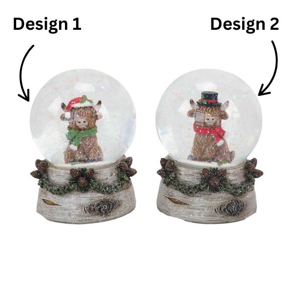 STRAITS Christmas Highland Cow Snow Globe 10cm - 1Pc
