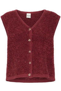 ICHI Blarisa Wool Waistcoat - Red