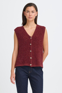 ICHI Blarisa Wool Waistcoat - Red