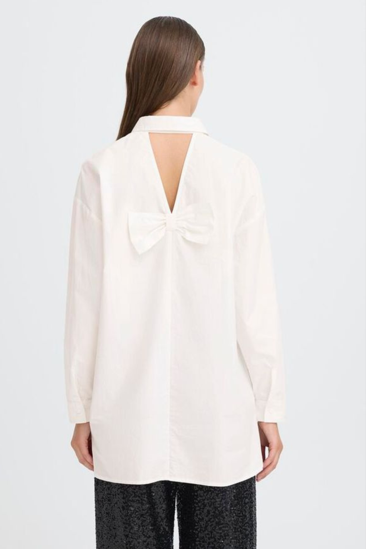 ICHI Funila Long Bow Detail Shirt - White