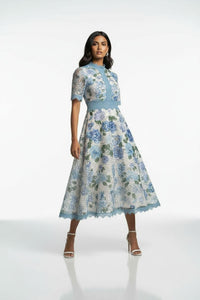 MARC ANGELO Lace Midi Dress - Blue Floral