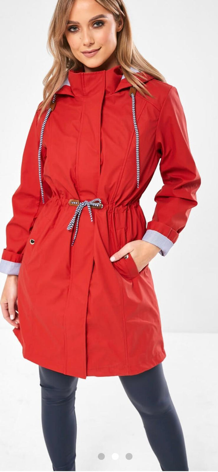MARC ANGELO Longline Raincoat - Red