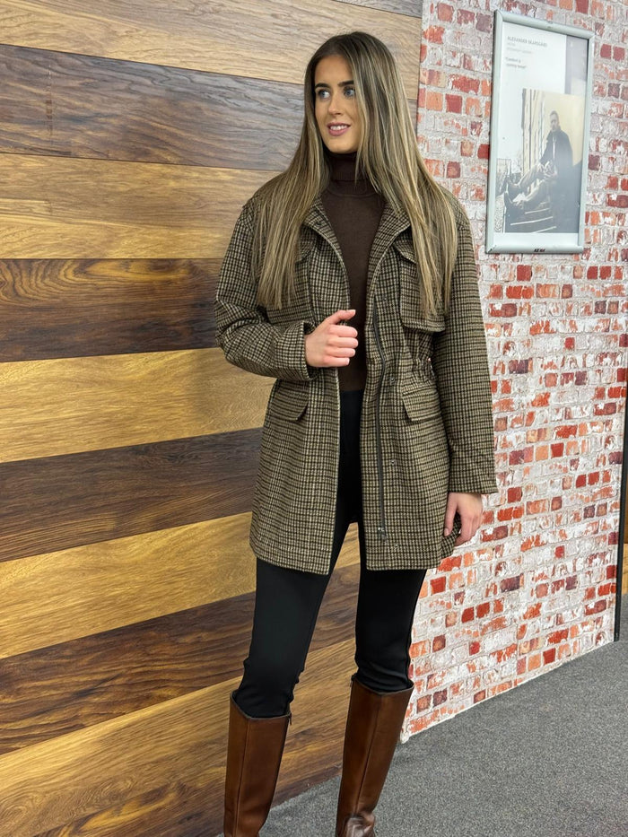 VERO MODA High Neck Textured Jacket - Brown Mix