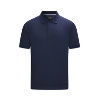 6TH SENSE Jacq Textured Short Sleeve Polo Shirt - Navy