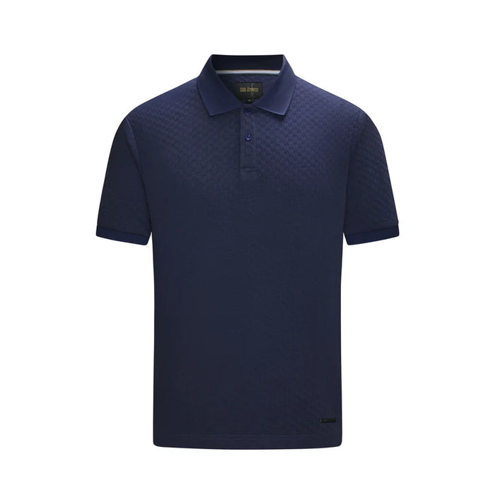 6TH SENSE Jacq Textured Short Sleeve Polo Shirt - Navy