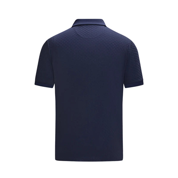 6TH SENSE Jacq Textured Short Sleeve Polo Shirt - Navy
