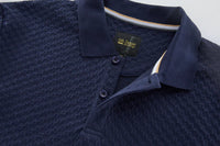 6TH SENSE Jacq Textured Short Sleeve Polo Shirt - Navy