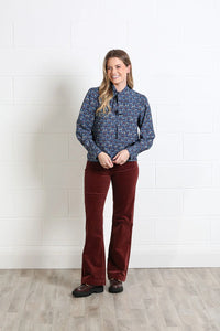 RANT & RAVE Isabella Reef Print Blouse - Navy