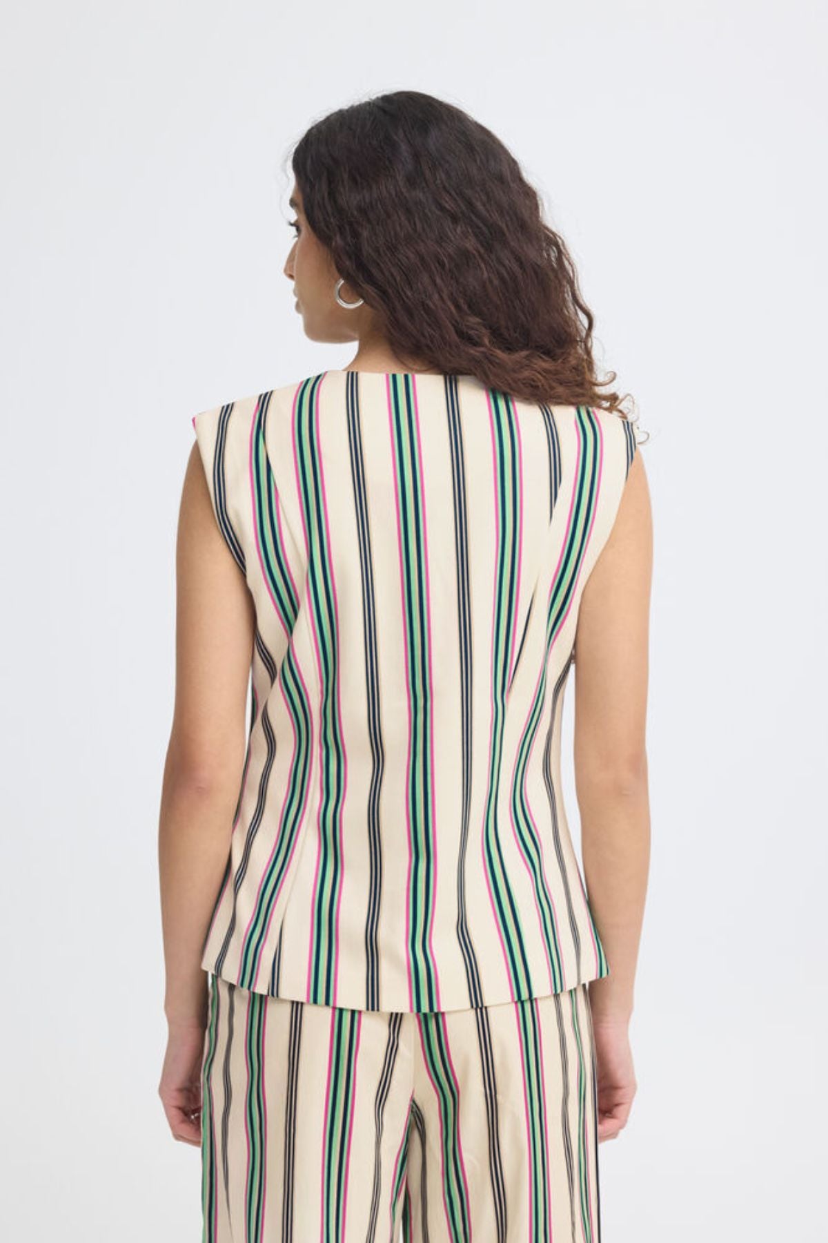ICHI Kate Striped Waistcoat