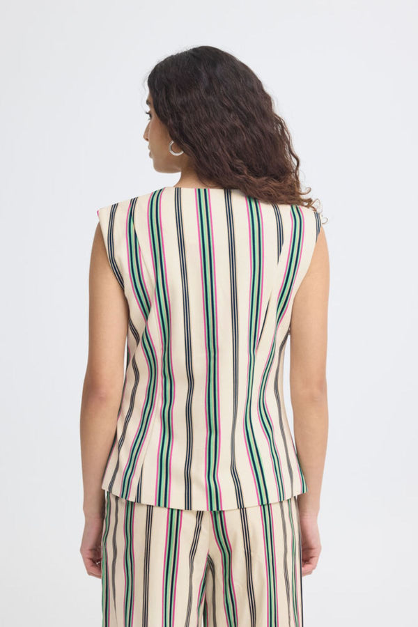 ICHI Kate Striped Waistcoat