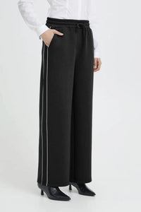 ICHI Kate Neo Side Stripe Wide Pants - Black