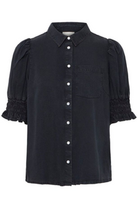 ICHI Borgie Denim Shirt - Washed Black