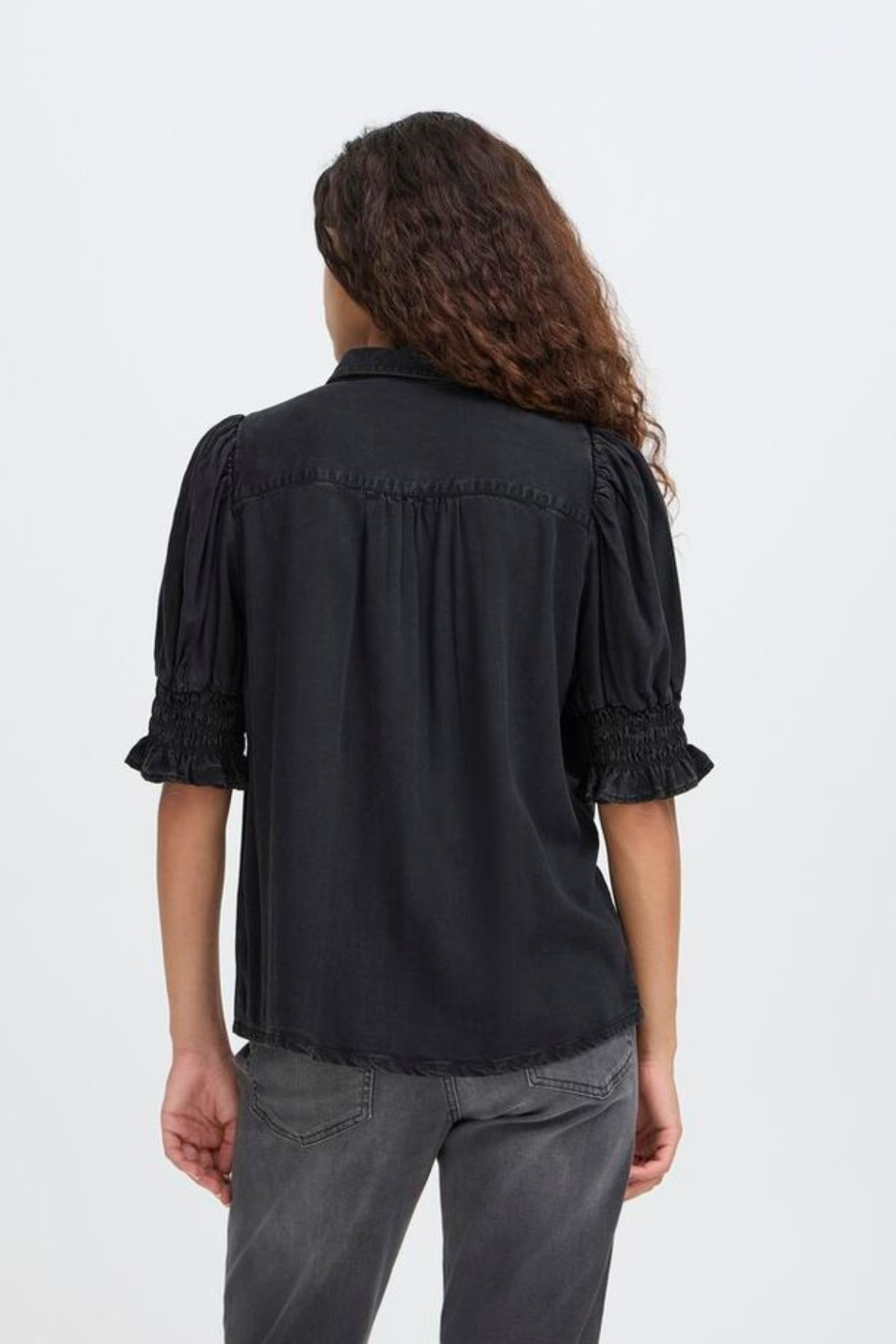 ICHI Borgie Denim Shirt - Washed Black